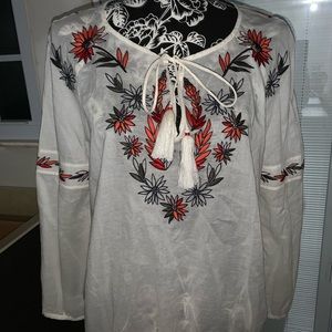 Tory Burch Embroidered Peasant Top